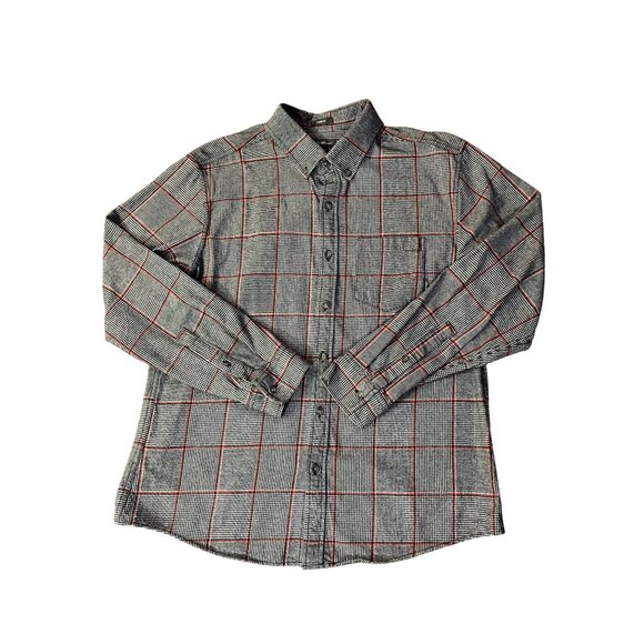 Eddie Bauer Shirt Mens L Classic Fit Black Red Plaid Flannel Cotton Used - Picture 3 of 13